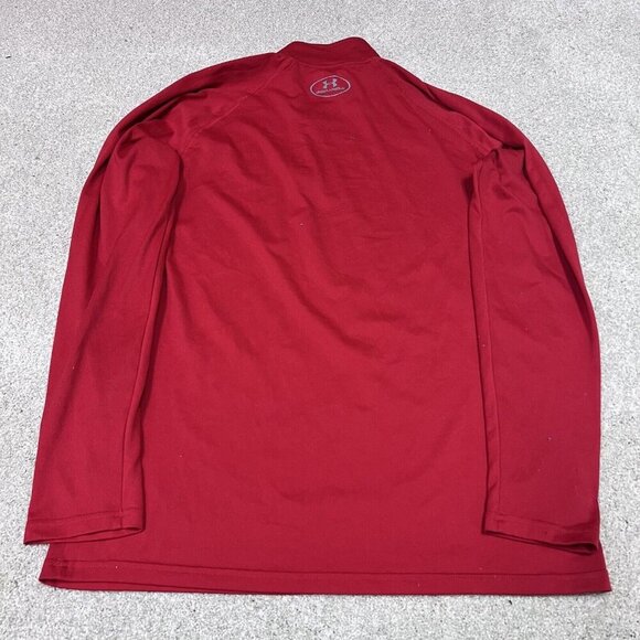 Under Armour Activewear Jacket Men’s Red Long Sleeve 1/4 Zip Pullover Sz Small - Picture 8 of 10